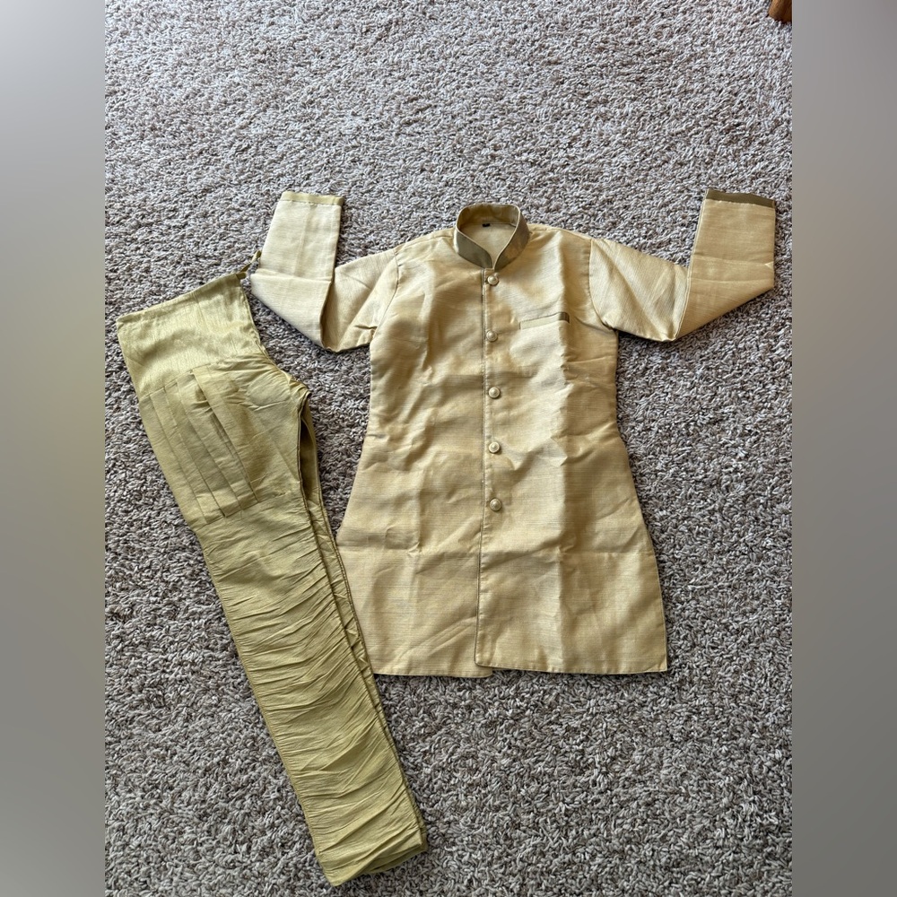 Boys Gold Kurta Pajama Set